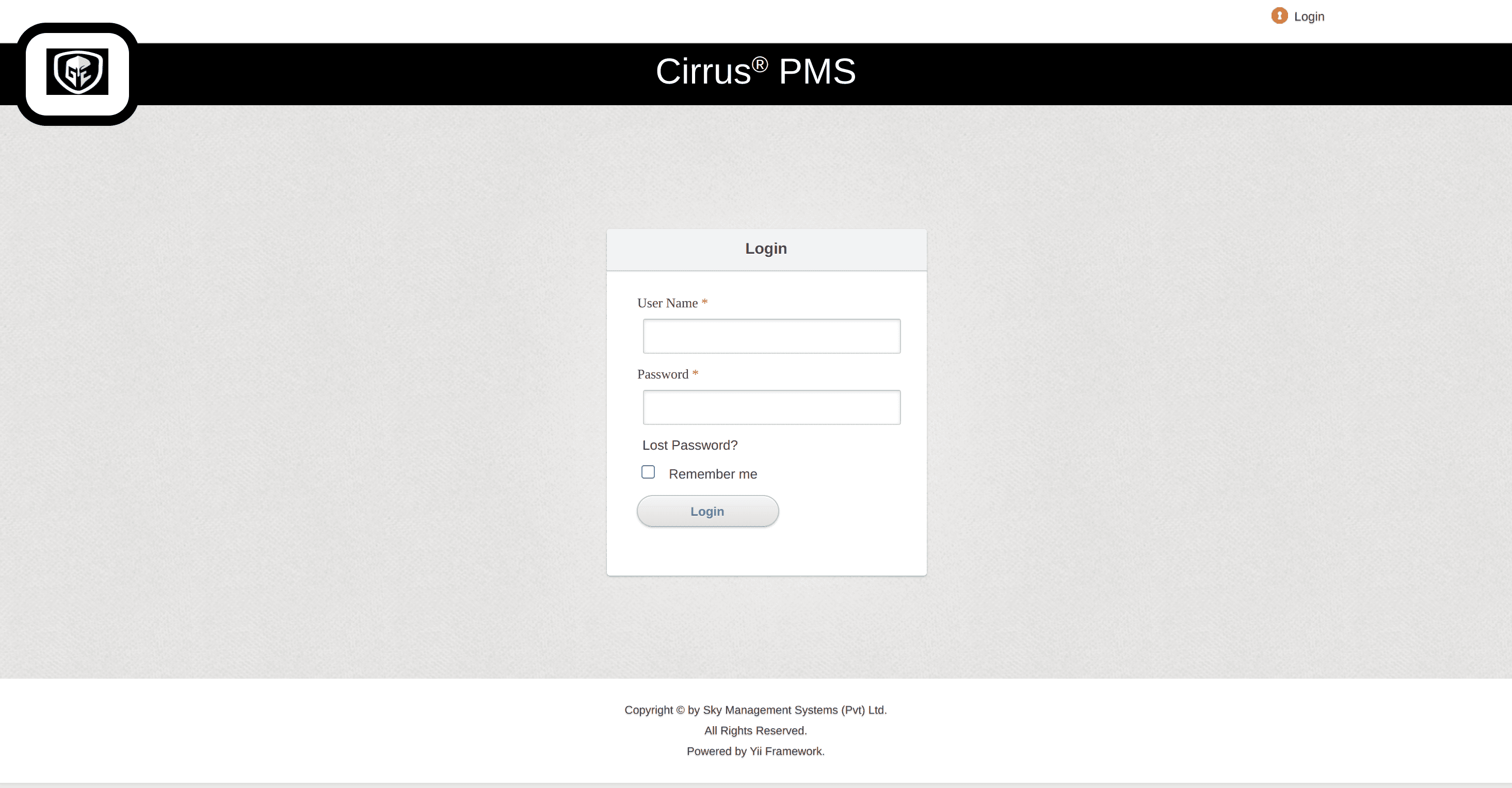 PMS login page